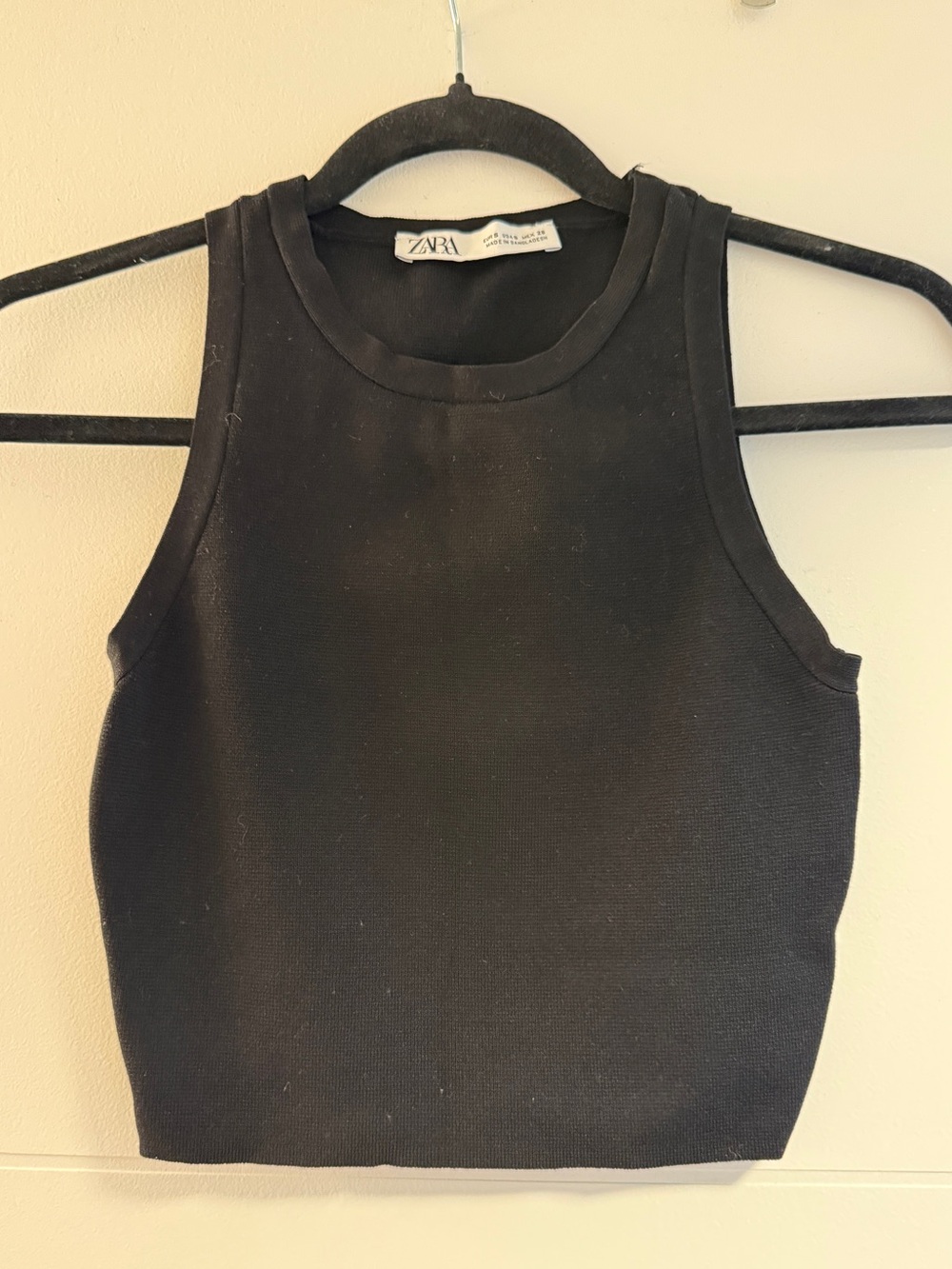 🩵 Zara Black Ribbed High Neck Cropped Tank Top | Size Small